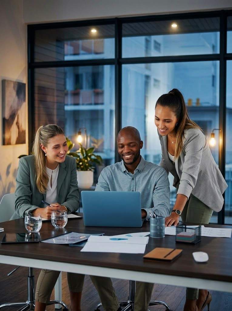 Business Professionals Working with AI